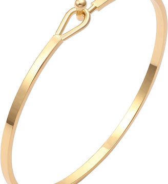 Dainty Gold Bar Bracelet for Women Simple Delicate Thin Cuff Bangle Hook Bracelet 18K Gold Plated Handmade Minimalist Jewelry